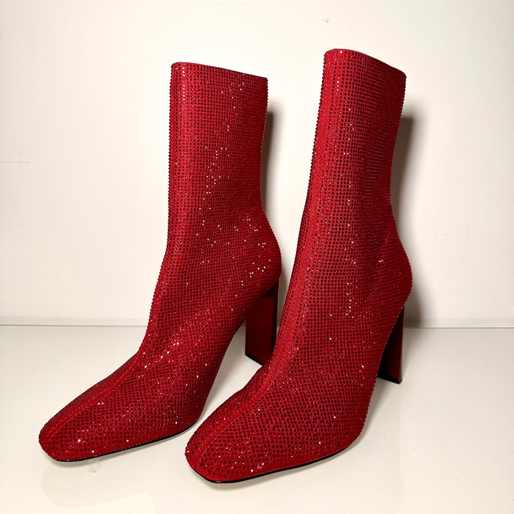 Red Embellished Booties